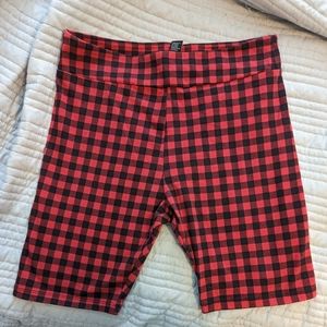 Forever 21 Biker Shorts in Red Plaid Medium